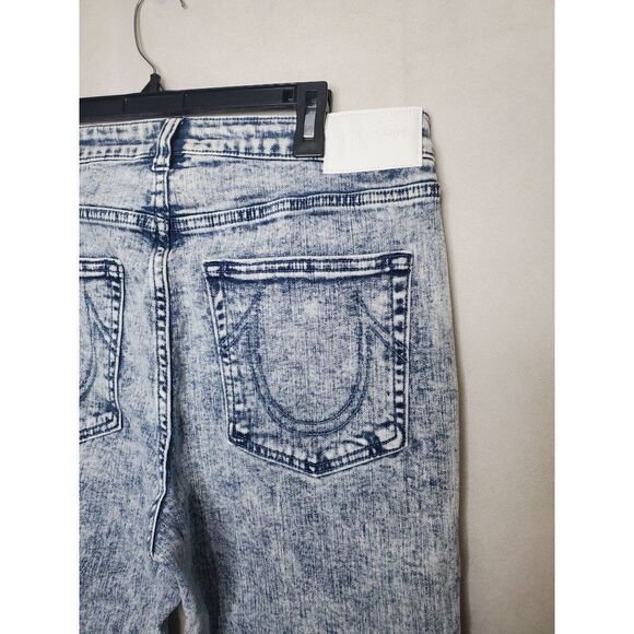 True Religion Halle High Rise Super Skinny Acid Wash Raw Hem Jeans - Picture 12 of 16